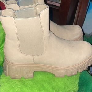 Beige Chunky Sole Ankle Boots